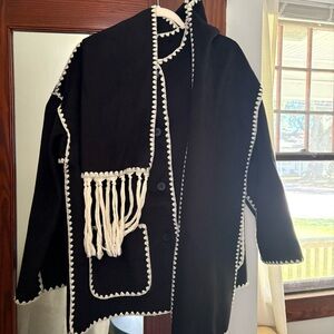 Contrast Stitch Coat & Matching Scarf